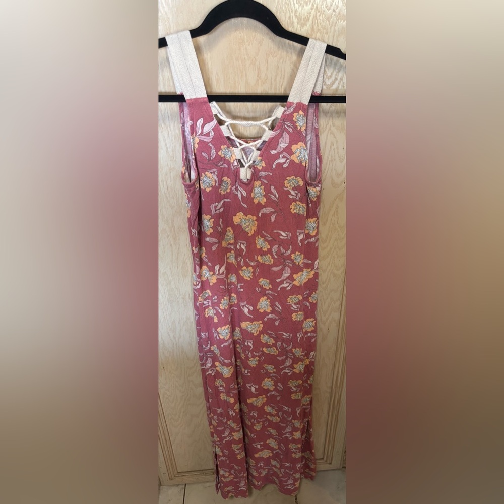 Floral Pink Maxi Dress with Side Slit